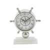 DecMode 8" Silver Stainless Steel Ship Wheel Clock with Marble Base