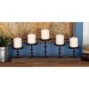 DecMode 5 Holder Brown Mango Wood Handmade Pillar Candelabra with Wood Base